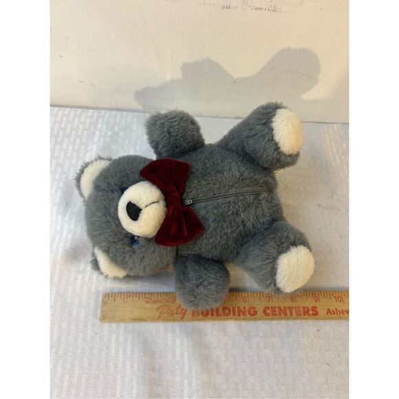 Carlyle &Co. Bear Cub 1995 gray bear bow (zipper compartment) vintage - Picture 4 of 4